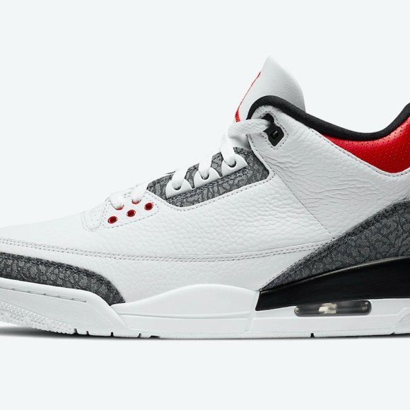 Air Jordan 3 Retro Denim SE “Fire Red” Size 11 Men's White 2020 CZ6431-1… - Picture 9 of 12